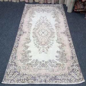 4x8 Vintage Oushak Rug: Handwoven Turkish Wool Area Rug