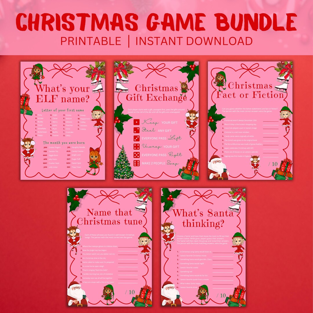 Printable Family Christmas Games Bundle, Holiday Party Games Activities ...