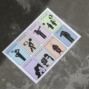 Cartes des émotions négatives de type Flash Cards
