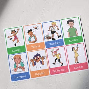 Cartes de verbe d'action de type Flash Cards