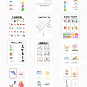 Children&#39;s activity sheets on the 4 seasons