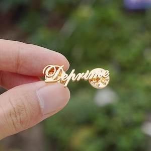 Customized name brooch, elegant gold personalized name pin, unique handmade brooch for party, lapel badge, gift for women, Christmas gift
