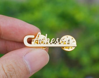 Personalized Name Brooch: Custom Letter Lapel Pin, 14K Jewelry