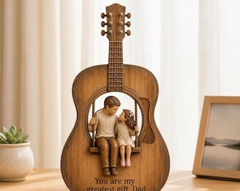 Houten gitaarplaat op maat voor vader, vader zoon aandenken cadeau, gepersonaliseerd decor rustiek muziek