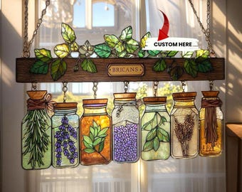 Vasos de ervas com apanhador de sol de acrílico, pendurador de janela de cozinha em acrílico com manchas falsas, decoração de jardineiras botânicas, presente para amantes de jardins