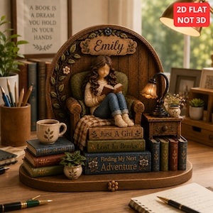 Personalized Wooden Book Lover Block, Just A Girl Who Loves Books Wooden Figurine, Book Lover Gift, Library Decor, Reader Shelf Decoration