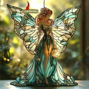 Atrapasueños acrílico de hadas, colgante de ventana de acrílico teñido falso, atrapasol mágico de ángel de hadas, regalo de fantasía