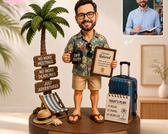 Custom Retirement Wooden Block Figure, Personalized Retiree Gift, Photo To Wooden Standee, Retirement Party Keepsake Decor