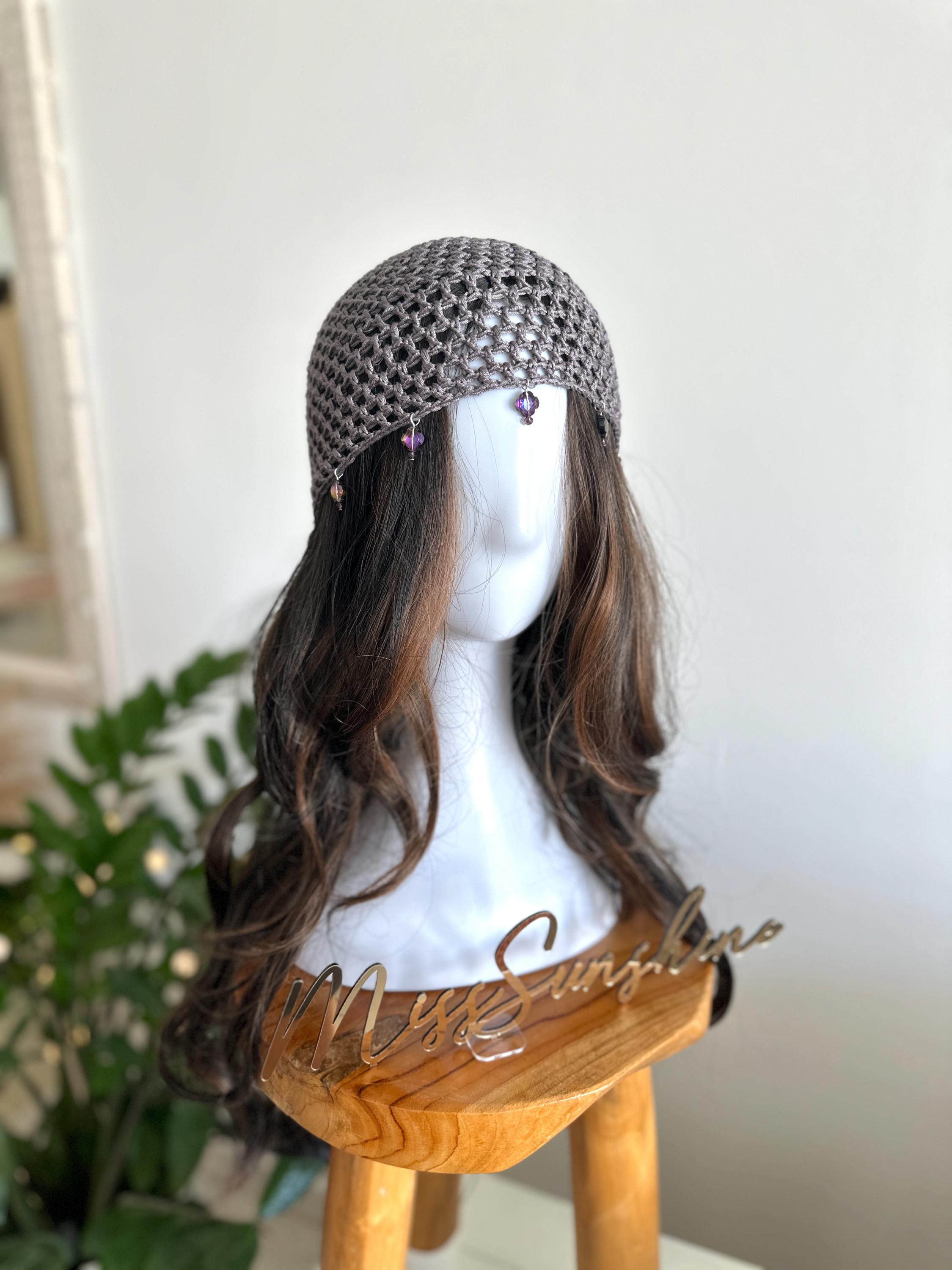 Crochet Mesh Hat Open Wave Beanie With Lucky Clover Charms - Etsy