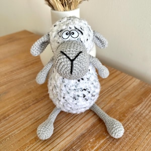 Handmade Amigurumi Sheep Plush – Crochet Stuffed Animal Toy – Soft Fuzzy Lamb – Farm Nursery Decor – Unique Baby Shower Gift