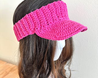 Visera de crochet hecha a mano: sombrero para el sol de verano con ala acanalada