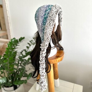 Crochet Pixie Bonnet Hat with Braids: Handmade Cottagecore Knit Hood