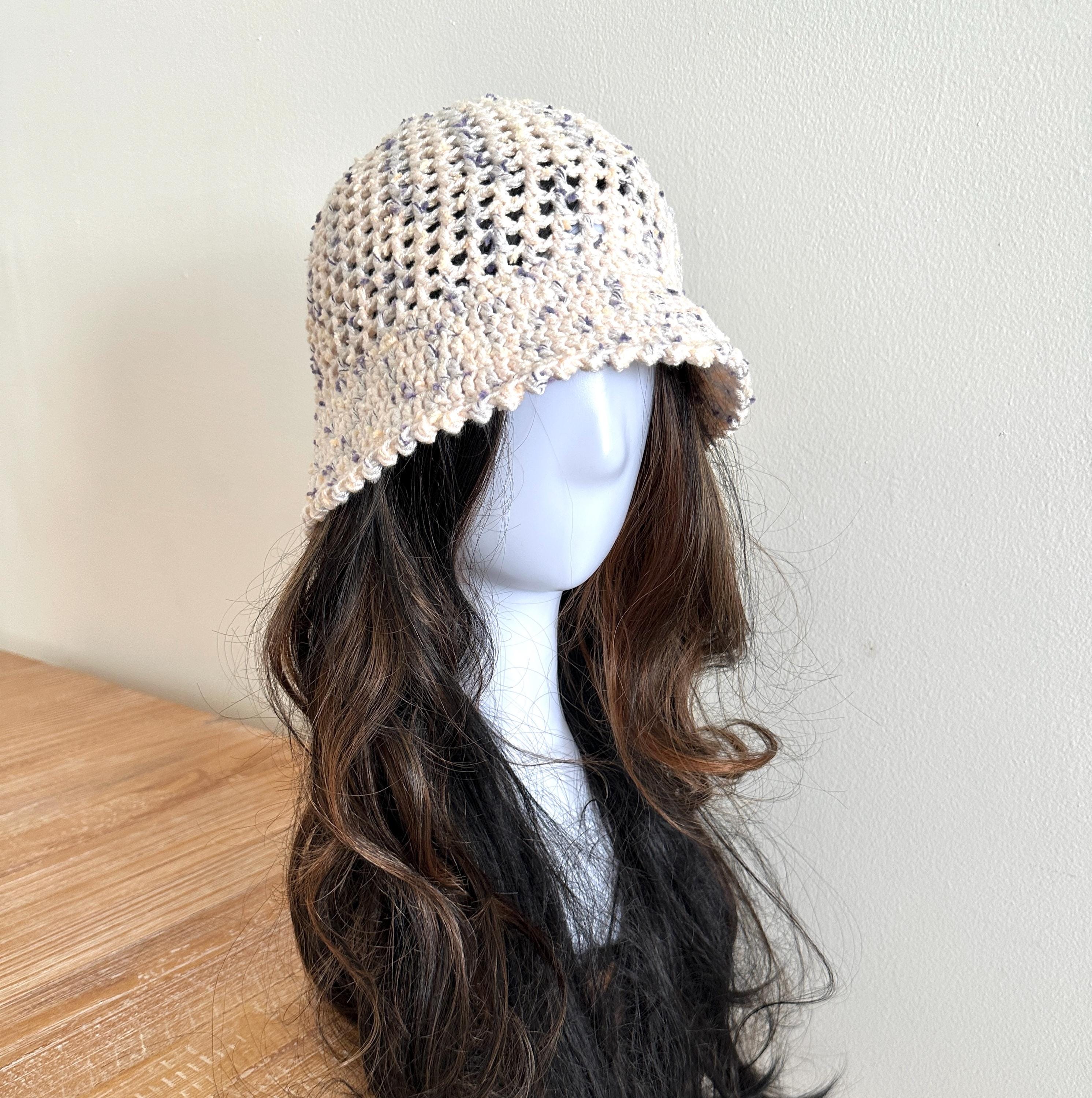 Beige Crochet Bucket Hat - Lightweight Summer Sun Hat Summer Brimmed Crochet Hat - Etsy main image 3