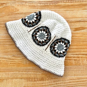 Handmade Crochet Granny Square Bucket Hat: Boho Sun Hat