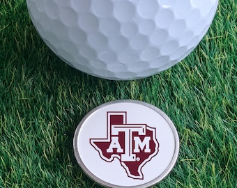 Texas A&M University Golf Ball Marker | Aggies Golf Accessory | College Golf Gift | Alumni | Gig ‘em Aggies | 12th Man