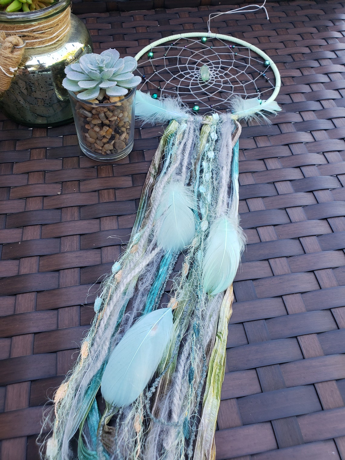 Light Seafoam Mint Green Angel Aura Quartz Dreamcatcher Etsy