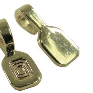 Bail, Pendant, Glue-on, 5 SMOOTH Large Gold Plated Brass Jewelry Art Bails with Mounts for Pendants *  Final Stock!