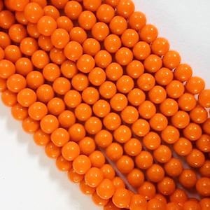Bead, Glass, Primary Orange, 100 Czech Pressed Glass Opaque Orange 6mm Round Beads  *  Final Stock