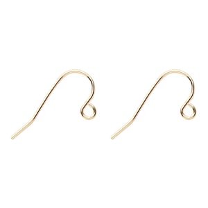 May include: Two gold-toned earring hooks. The hooks are made of metal and have a simple design.