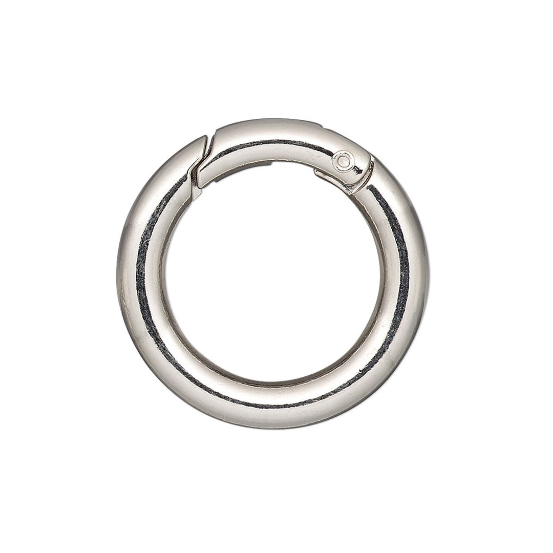 Clasp, Selfclosing Hook, 4 Large Imitation Rhodium Plated Steel 25mm