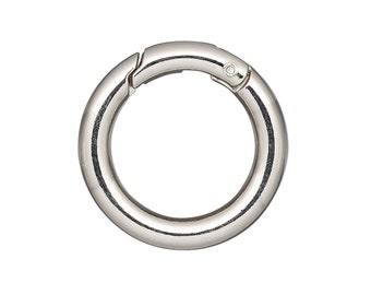 Clasp, Self-Closing Hook, 4 Large Imitation Rhodium Plated Steel 25mm Round Self Closing Hinged Bail Clasps