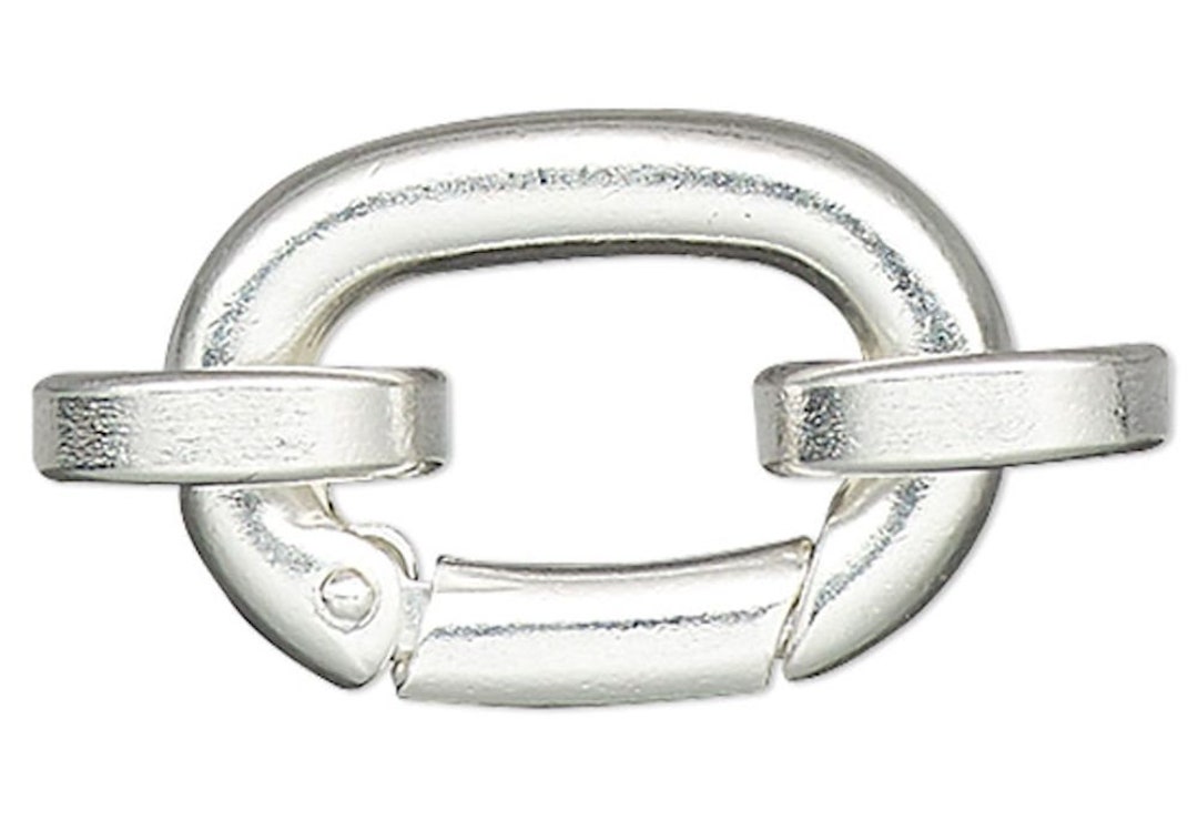 Clasp, Selfclosing Hook, 2 Silver Plated Brass 14x10mm Self Closing