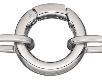 Clasp, Self-Closing Hook, 2 Large Stainless Steel 21mm ROUND Self Closing Hinged Bail Bracelet Clasps