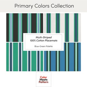 Multi-Striped Cotton Placemats – Choose Your Color | Blue-Green Palette | ColorMeetsPattern