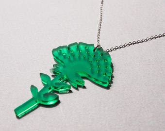 Emerald Green Flower Necklace - Nature - Birthday Present - Gift - Jewellery - Acrylic