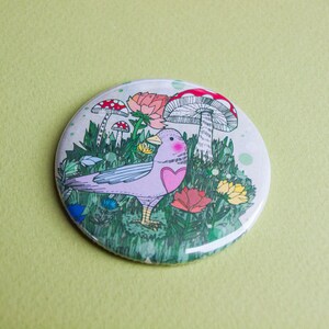 Woodland Bird Pocket Mirror Gift Idea Present Birthday Magical Illustrated Illustration image 2