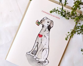 Saluki Congratulations Greeting Card-Dogs-Stationery-Paper Goods- Illustrated-Illustration-Celebration