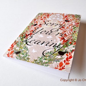 Sorry You're Leaving Card Sorry Goodbye Blank Card Leaving Friendship Illustrated Illustration Art image 2