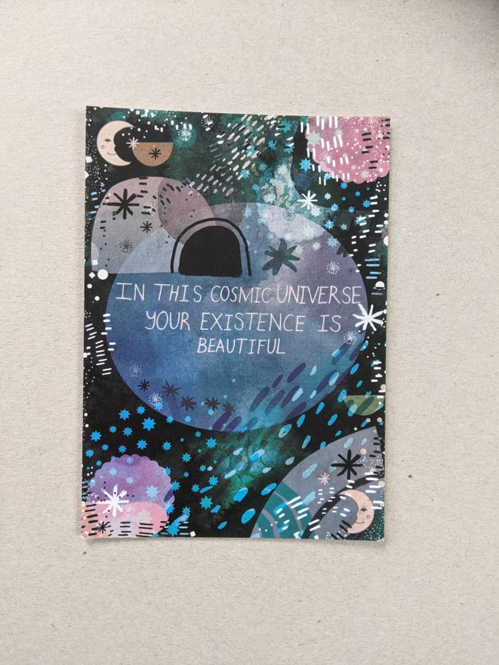 In This Cosmic Universe A6 Postcard Small Art stars galaxy Etsy
