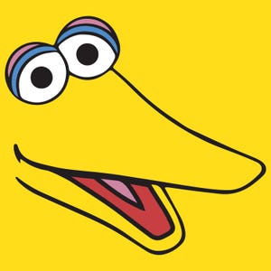 Personaje callejero - Cara de espectáculo de títeres SVG - Cara de personaje de espectáculo de títeres SVG - Títere de pájaro amarillo - Pájaro amarillo - Pájaro grande