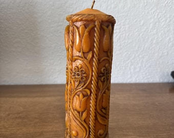 Vintage Kerze aus 100% Bienenwachs Stumpe Tulpe 1960