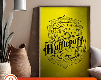 Wizard School Badger Emblem | Magical House Crest Poster & Wall Decor | JPG Digital Download