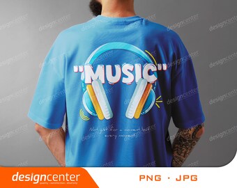 Earphones ''MUSIC'' Hand Drawing Earphones Illustration JPG, PNG Digital Download