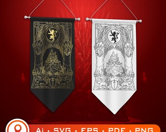 Royal Lion Crest SVG – Medieval Fantasy Digital Artwork