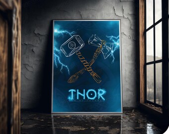 Thunder Hammer & Axe Mythic Poster – Digital Download
