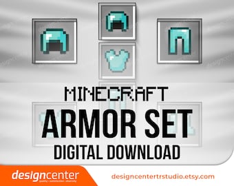 Minecraft Armor Set Digital Poster Pack | Iconic Game Gear Art Print | Instant Download