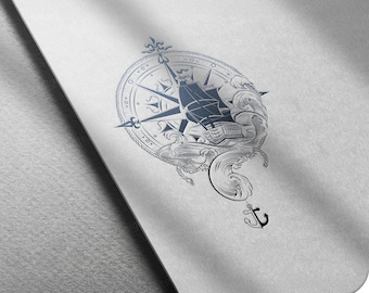 Compass & Ship Vector Design: Nautical Wall Art, Laser Cut Files (Digital Download)