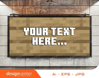 Editable Pixel Art Sign – Custom Game Message Board | Digital Instant Download