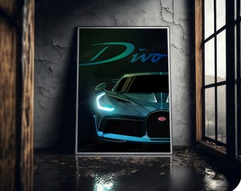 Bugatti Divo Digital Poster | Luxury Sports Car Art Print | Instant Digital Download