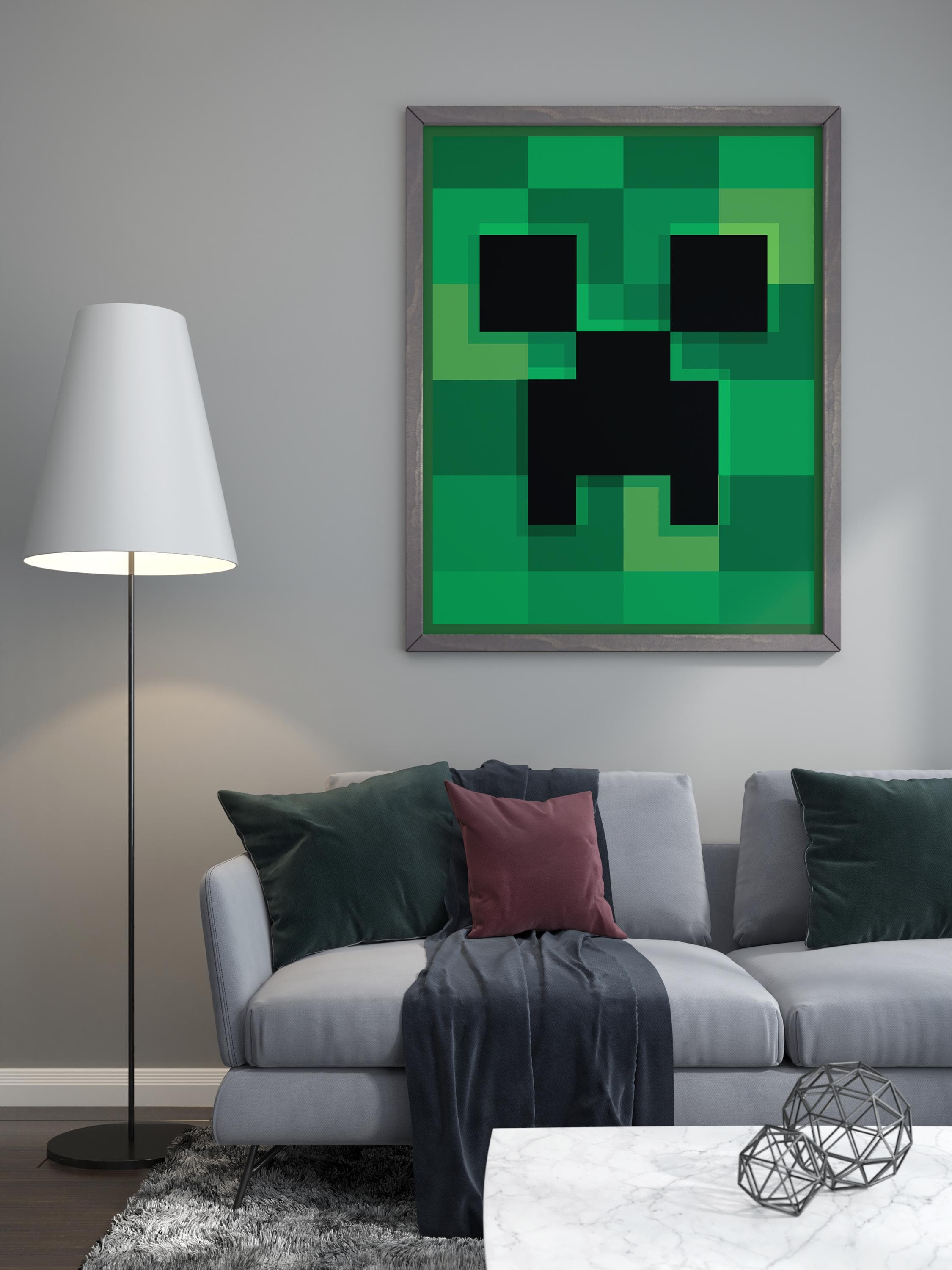 Pixel Block Style Pixel Block Style Green Monster Digital Poster – Kids Room & Gaming ...