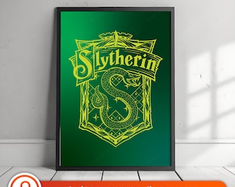 Wizard School Serpent Emblem | Magical House Crest Poster & Wall Decor | JPG Digital Download