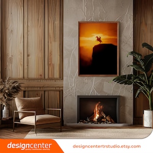 Red Dead Redemption Style Poster | Wild West Sunset Art Print | Gaming Room Decor | Cowboy Poster Digital Download