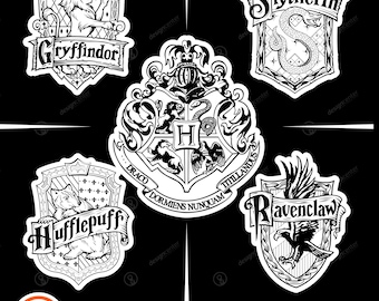 Wizard School Crest SVG Bundle, Fantasy House Emblems, Magical Crest Vector, Ai EPS SVG Files for Cricut, Laser Cut & Print