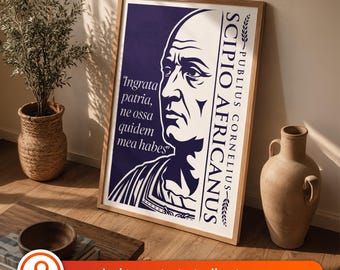 Scipio Africanus Printable Wall Art | Ancient Roman Poster | Latin Quote Print | Roman History Decor | Digital Download