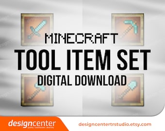 Minecraft Tool Item Set Digital Poster Pack | Iconic Game Gear Art Print | Instant Download