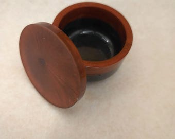Handcrafted Small, round,colorful decorative trinket dish. Perfect for earrings or small flameless tea light candles. Great gift